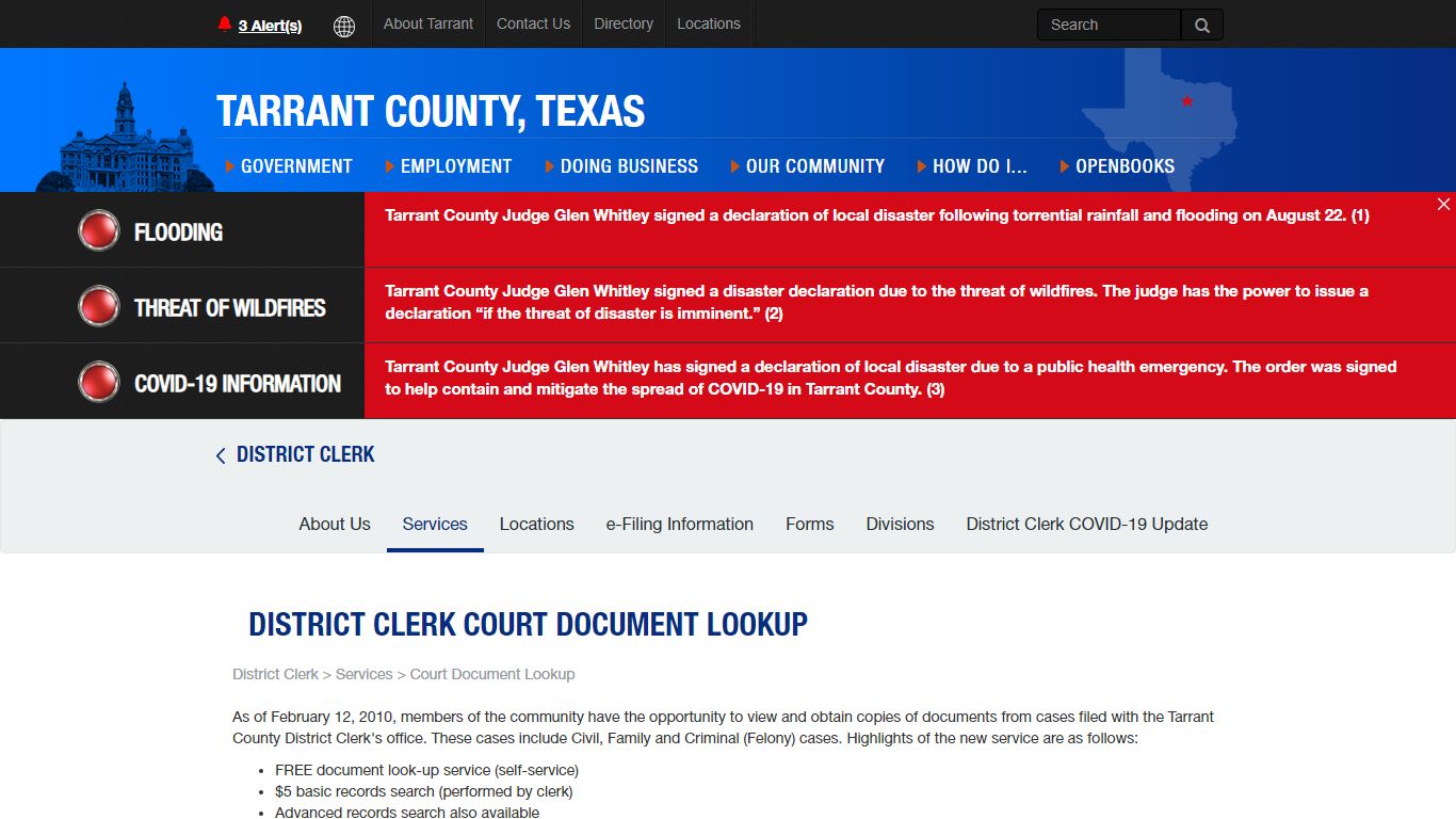 District Clerk Court Document Lookup - Tarrant County TX