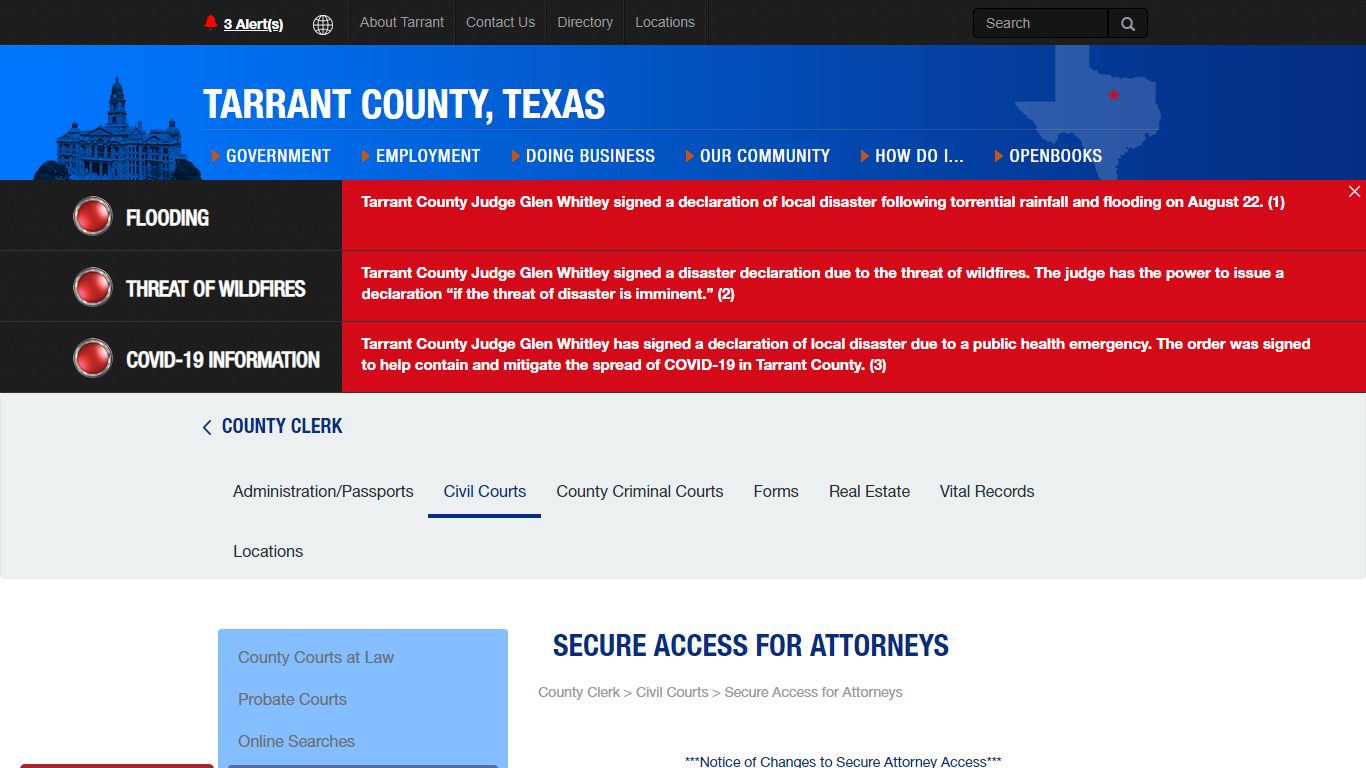 Secure Access for Attorneys - Tarrant County TX